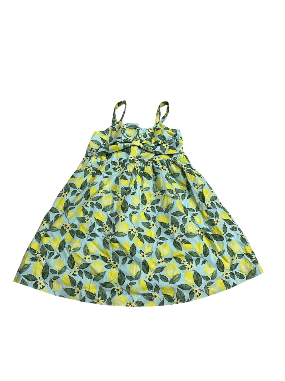 btween Yellow Lemon Print Sundress with Green Leaves